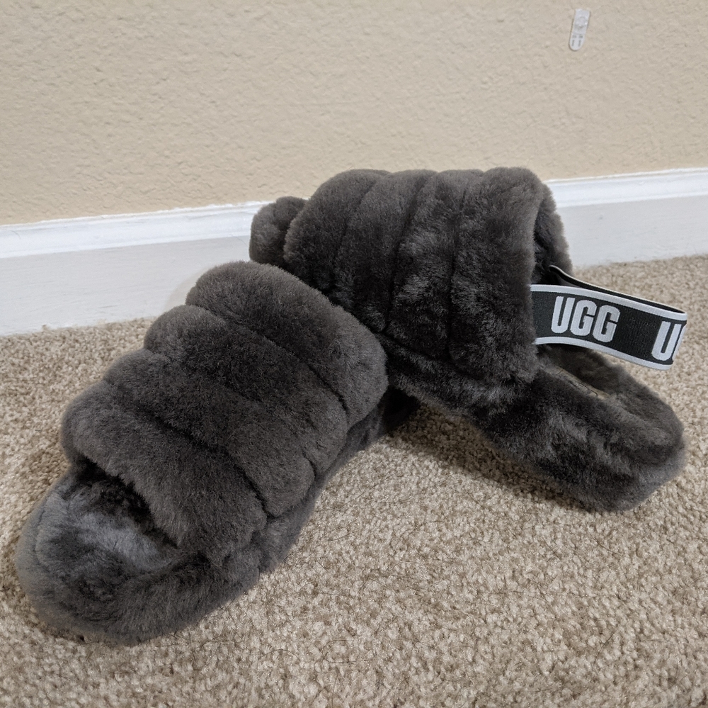Ugg Fluff Yeah Slides, Charcoal - image 1